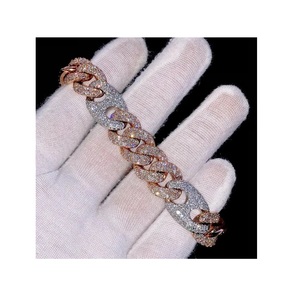 18kt oro rosa clásico Bling diamante Hip Hop pulsera de eslabones de cadena personalizada Unisex alta calidad IGI certificado aniversario - Product Image 2