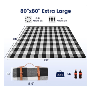 Manta de <span class=keywords><strong>Picnic</strong></span> Portátil a Cuadros, Impermeable y Plegable, con Correa de Transporte de Cuero PU para Playa, <span class=keywords><strong>Parque</strong></span>, Camping, Viajes al Aire Libre - Product Image 4