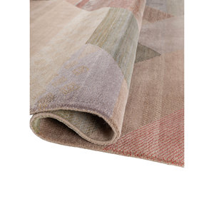Tapis noués à la main en laine et soie de bambou à motifs géométriques Manchaha, rose et violet, pour usage domestique - Les-2896 - Product Image 2