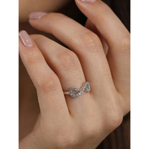 CLARA 925 Sterling <b>Silver</b> Infinity <b>Ring</b> with <b>Adjustable</b> Band Rhodium Plated and Cut for Swiss Zirconia Gift for Women & Girls - Product Image 4