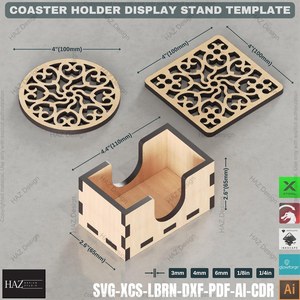 Acacia Wood Drink <b>Coaster</b> Set with Holder Premium Round Wooden Stone <b>Coasters</b> for Dining <b>Tables</b>, Kitchen & Living Room - Product Image 3