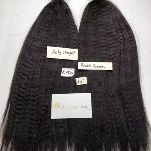 Prix usine Kinky Straight K-Tip Extensions de cheveux Double Drawn Couleur naturelle - Product Image 1