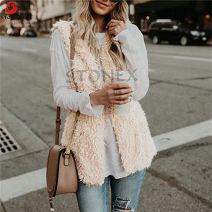 เสื้อกั๊กขนปุยสไตล์ลำลองของผู้หญิงเสื้อกั๊กขนเทียมแบบถักสำหรับใส่ด้านนอกโลโก้ - Product Image 3