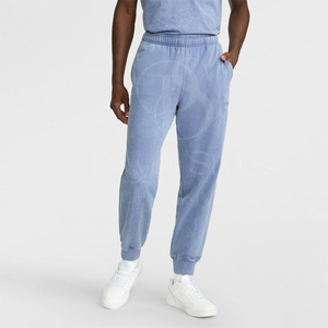 Pantalon de jogging décontracté pour homme, léger, en molleton de coton, coupe mi-haute, respirant, coupe-vent, avec cordon de serrage, style streetwear uni - Product Image 1