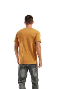 T-shirts manches courtes col en V couleur unie pour hommes T-shirt doux coupe ample respirant 100% coton pour hommes - Product Image 3