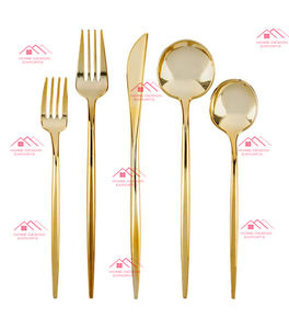 ชุดช้อนส้อมโลหะสำเร็จรูปสีทองห้าชิ้นทำมือใหม่ชุดเครื่องใช้บนโต๊ะอาหารสุดหรูสำหรับโรงแรมบ้านห้องครัวเป็นมิตรกับสิ่งแวดล้อม - Product Image 6