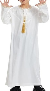 Vêtements traditionnels musulmans pour enfants, robes longues de prière Eid, thobe jubba kaftan de mode arabe de Dubaï, vente chaude, thobe jubba décontractée pour enfants - Product Image 4