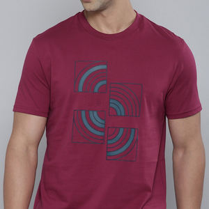 <b>Red</b> Loop Graphic Printed <b>Men</b> Casual Wear <b>T</b>-<b>shirt</b>, Best Price Pure Cotton Printed Knitted <b>Men's</b> <b>T</b>-<b>Shirt</b> - Product Image 1