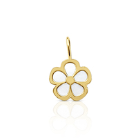 Collar de Oro Amarillo de 14K/18K/9K con Colgante de Flor de Madreperla y Elegantes Dijes de Perlas de 7.5mm, Hecho en España