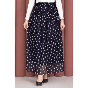 Navy Blue Polka Dot Chiffon Tulle Summer <b>Skirt</b> <b>Elastic</b> Waist Breathable Plain Style Digital Print Leopard Ruffles Spandex - Product Image 2