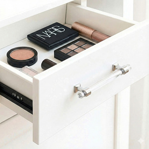 Poignées de tiroir modernes minimalistes en acrylique transparent, alliage de zinc chromé, acier inoxydable pour armoire - durables et écologiques - Product Image 5