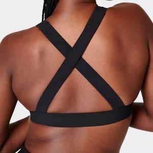 Traje de baño de competición de entrenamiento profesional para mujer, traje de baño de secado rápido de Material de poliéster de Color negro de dos piezas para mujer - Product Image 5