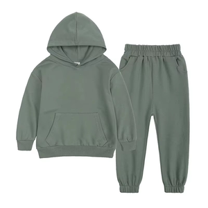 Venta al por mayor de 2 piezas niñas pulóver chándal de manga larga sudaderas Jogger con capucha pulóver para niños de talla grande ropa de invierno - Product Image 2