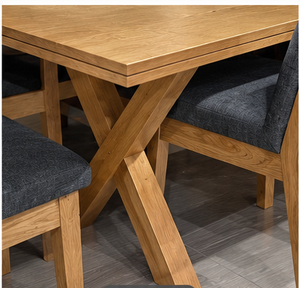 Juego de Comedor Moderno Escandinavo de Madera de Teca, 5 Piezas, Sillas con Respaldo Sólido, Base de Pedestal Acanalado, Muebles Duraderos para el Hogar - Product Image 4