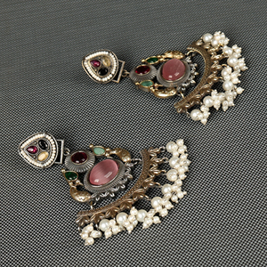 Oxidized Silver Chandbali Jhumka Earrings For women Gift for her - Product Image 2