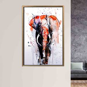 Elegant Tempered Glass Elephant Canvas: Modern Animal Print Art,GOLD <b>FRAMED</b> CANVAS - Product Image 1