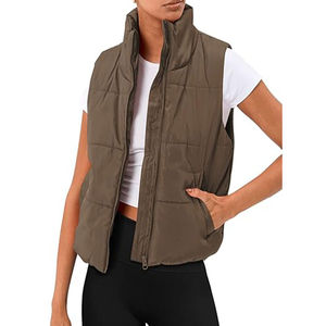 Gilet matelassé à capuche pour femme, sans manches, respirant, chaud pour l'hiver, décontracté, prix bas, personnalisation OEM 2025 - Product Image 3