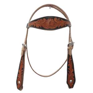 Western Horse Headstall Premium Bride en cuir de vachette usiné à la main avec motif floral Équipement d'équitation durable Exportation indienne - Product Image 1
