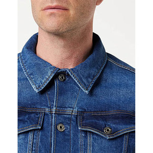 Veste en jean bleu décontractée pour hommes et femmes en gros, taille XL, col à capuche, tissu léger, coupe décontractée pour l'hiver - Product Image 5
