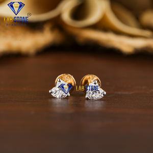 0.33 TDW Coeur Brillant Coupe Diamant Stud Labgrown Diamant 18K Or Jaune Hpht/Cvd Diamant Bijoux - Product Image 5