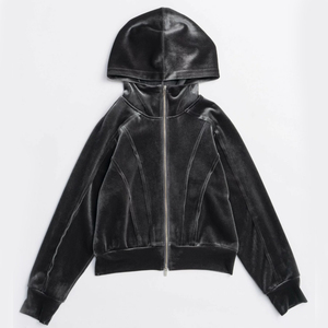 Tela de Terciopelo al por Mayor, Adecuada para Ropa Casual, Sudaderas con Capucha para Mujer 2026 / Precio de Fábrica Directo, Diseño Minimalista, Sudadera con Capucha Cómoda - Product Image 2