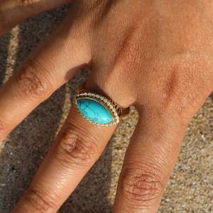 Bague ouverte ajustable en pierres précieuses pour femmes, bague en laiton faite à la main avec pierres naturelles, bijoux de mode en gros - Product Image 2