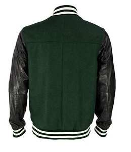 Veste en laine style High Street pour hommes Manteau d'hiver avec manches en peau de mouton et cuir brodées Taille XS Service OEM disponible - Product Image 2