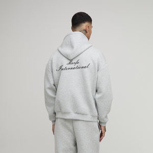 Wholesale Mens <b>Grey</b> Zip Up Hoodie Streetwear Plain <b>Sweatshirt</b> Soft Cotton Fleece Hooded Jacket Casual Warm Winter Hoodies - Product Image 2