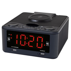 Radio-réveil domestique CD-268W avec écran LED de 1,2 pouces, haut-parleur intégré, charge sans fil, lecteur CD/MP3, double port USB pour lecture MP3 - Product Image 2