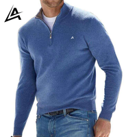 AIFRAN Pull à Capuche Ample Personnalisé avec Demi-Zip pour Homme, Style Rétro Automne Hiver, Tricot Chaud Jeunesse, Brodé par le Fabricant