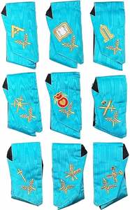 Collares de la Logia Masónica Azul de Grado 14 - Juego de 9 Collares Bordados a Máquina, Delantal y Estuche, Collar de Arco Real Completamente Vestido - Product Image 2