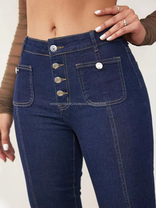 Classic Blue Denim Flare Jeans Women High Waisted Slim Fit <b>Bell</b> Bottoms women denim jeans pants - Product Image 3