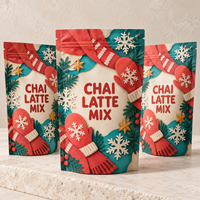 Mélange de Chai Latte en Gros, Emballage Cadeau de Noël, Sachet Doypack avec Fermeture Zip Refermable