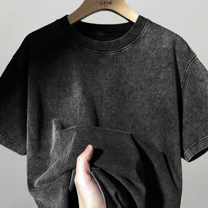 เสื้อยืดผู้ชาย OEM/ODM ผ้าฝ้าย 100% ล้างสีแบบ Acid Wash น้ำหนักเบา แห้งเร็ว กันลม ระบายอากาศดี แขนสั้น สไตล์สตรีทแวร์ รับผลิตตามแบบ - Product Image 1