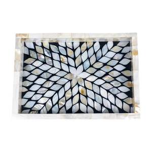 Luxury Rectangle Resin & Shell Craft Tray Eye Design Pattern New Style Mother Pearl Inlay Eco-Friendly Home Decor Natural <b>Crafts</b> - Product Image 3