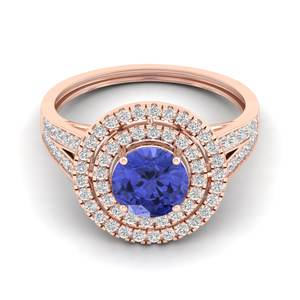 Anillo Solitario de Tanzanita con Diamantes en Oro Sólido de 14K/18K de Lujo, Diseño Personalizado OEM/ODM de REYES para Mujer - Product Image 5