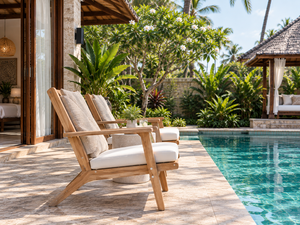<b>Teak</b> Outdoor Lounge <b>Chair</b> Cushioned Patio Seat Weather Resistant Wood <b>Garden</b> Furniture for Villa Hotel Courtyard - Product Image 2