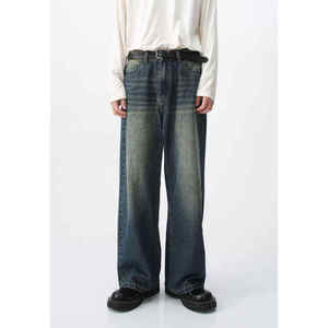 Pantalones Vaqueros Holgados de Mezclilla para Hombre, Corte Recto, Estilo Cargo, Color Negro Lavado, Cintura Media, con Bolsillos Laterales - Product Image 4