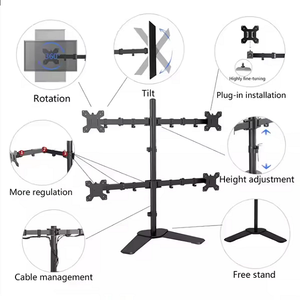 Soporte de escritorio para cuatro monitores con abrazadera y base de ojal totalmente ajustable para una amplia gama de pantallas en el trabajo de Indian - Product Image 2