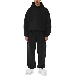 Ensemble de pantalons de survêtement à capuche en coton épais pour hommes Survêtement essentiel surdimensionné personnalisé OEM Survêtement en molleton avec logo Ensembles de jogging - Product Image 3