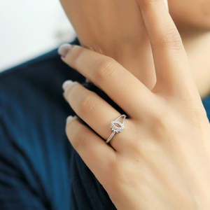 NOVAMART Fine Zarkan Elegant Floral <b>925</b> <b>Silver</b> <b>Ring</b> 18K Rose Gold Romantic Fine Jewelry Emerald Cut Stone Rhodium for Engagement - Product Image 1