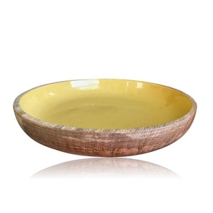 Ensaladera de madera decorativa esmaltada de diseño creativo, cuenco de madera de mango de diseño impreso personalizable para uso multiusos - Product Image 3