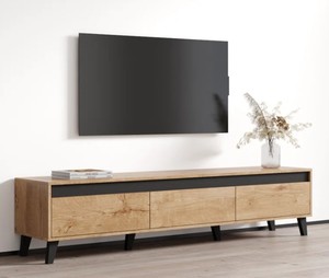 คาฮาราจูกุแบบดั้งเดิมตู้ทีวีไม้แข็งขนาด60-64นิ้วโครงโลหะไม้วีเนียร์กระดาษเมลามีนอเนกประสงค์ - Product Image 2