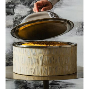 Fabriqué en acier inoxydable avec Mother Of Peal Hot Pot Chauffe-plats Plat de service Mariage et Hôtel Ware Buffet Fournitures Hot Pot - Product Image 4