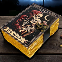 Carnet de notes en cuir fait main à couverture rigide, 400 pages imprimées, motif 'Les Amoureux' et 'Les Ombres', carnet de croquis et de sorts, cadeau de remise de diplôme et d'Halloween