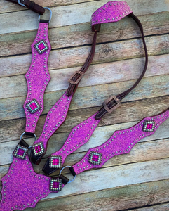 Kaamkaaj Genuine Leather Western Saddle Horse Tack <b>Set</b> Buckle Closure <b>Beaded</b> Headstall Breast Collar-Riding Customization - Product Image 6