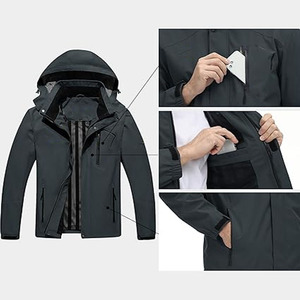 Chubasquero para hombre de talla grande, poliéster suave, impermeable, Capucha con cuello levantado, elegante moda callejera hecha por Dress Sports - Product Image 5
