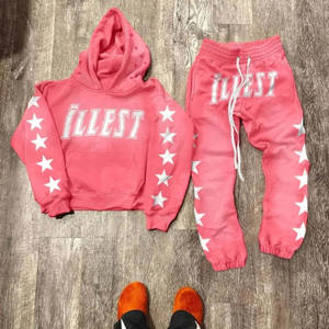 Sudadera con capucha unisex personalizada para hombre, conjunto de pantalones acampanados, EE. UU., CANADÁ, tela de rizo de algodón, chándal desteñido al sol, serigrafía de talla grande sólida - Product Image 4