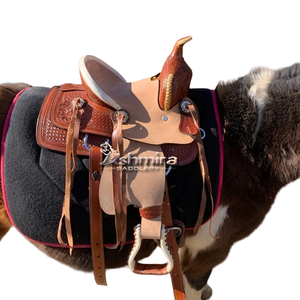 Ensemble de sellerie de haute qualité Western Barrel en cuir indien, selle en cuir usiné à la main, selle de cheval personnalisée - Product Image 1