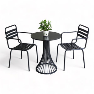 Contemporary Design Combo Set 60x60cm Round Coffee <b>Table</b> and 2 Outdoor Iron Chairs Model CBCF283 - Product Image 1